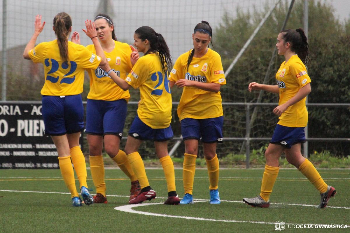 Las jugadoras de la UD Oceja Gimnastica celebran un tanto (1)